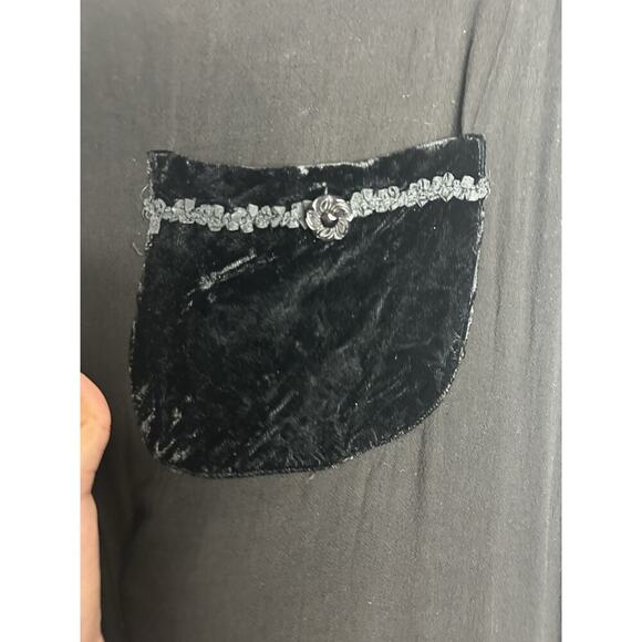 F.L. Malik Sleeveless Button Velvet Detail Tiered Vintage Dress Black Size Sm - Picture 6 of 7